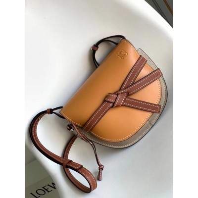 Loewe Small Gate Bag In Amber/Grey Soft Calfskin TDBS27892