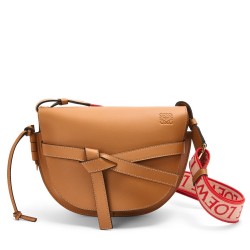 Loewe Small Gate Bag In Brown Calfskin and Jacquard TDBS27894