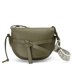 Loewe Small Gate Bag In Green Calfskin and Jacquard TDBS27895