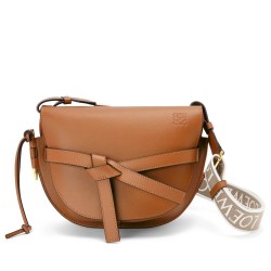 Loewe Small Gate Bag In Tan Calfskin and Jacquard TDBS27896