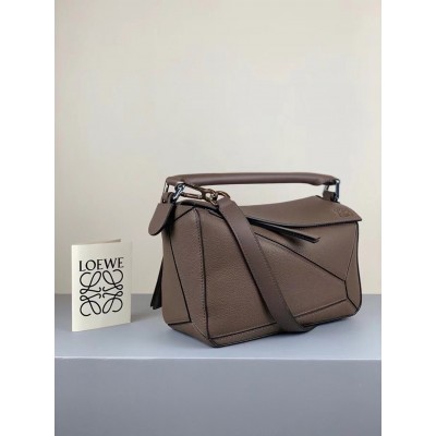 Loewe Small Puzzle Bag In Dark Taupe Grained Calfskin TDBS28004