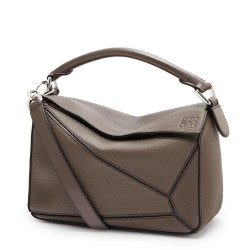 Loewe Small Puzzle Bag In Dark Taupe Grained Calfskin TDBS28004