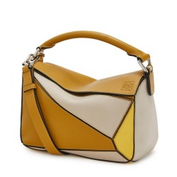 Loewe Small Puzzle Bag In Ochre/Yellow/Beige Calfskin TDBS28007