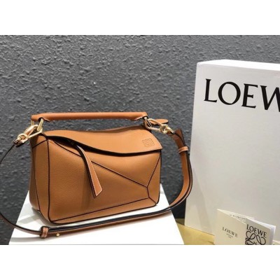 Loewe Small Puzzle Bag In Tan Grained Calfskin TDBS28008