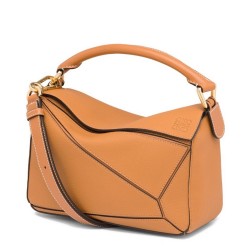 Loewe Small Puzzle Bag In Tan Grained Calfskin TDBS28008