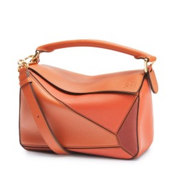 Loewe Small Puzzle Bag In Tan/Orange/Camel Calfskin TDBS28009