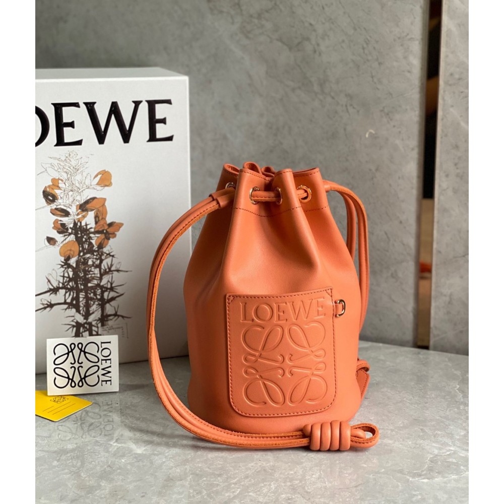 Loewe Small Sailor Bucket Bag In Orange Nappa Leather TDBS27830