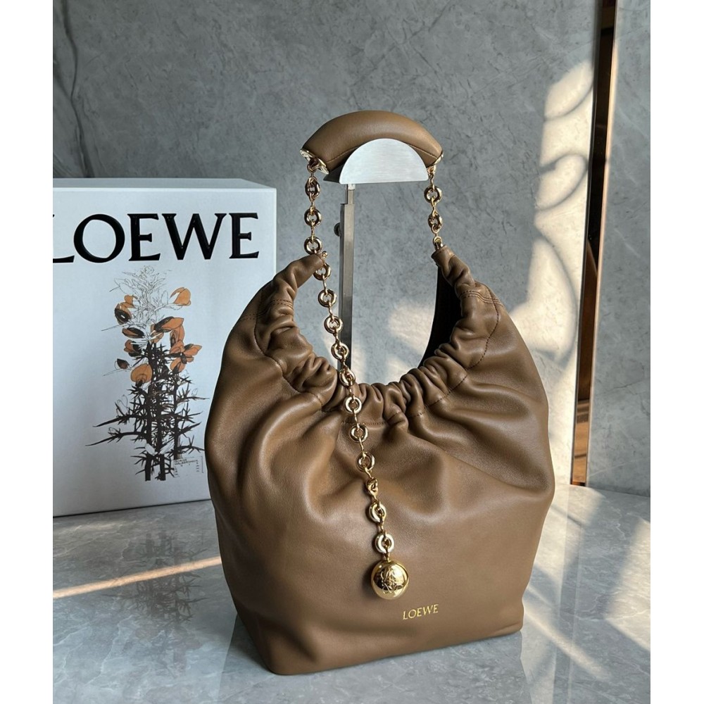 Loewe Small Squeeze Bag in Brown Nappa Lambskin  TDBS28024