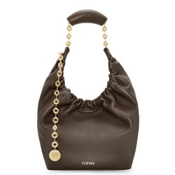 Loewe Small Squeeze Bag in Chocolate Nappa Lambskin  TDBS28025