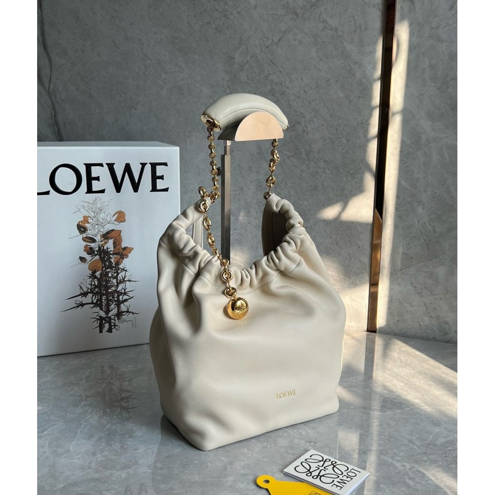 Loewe Small Squeeze Bag in White Nappa Lambskin TDBS28029