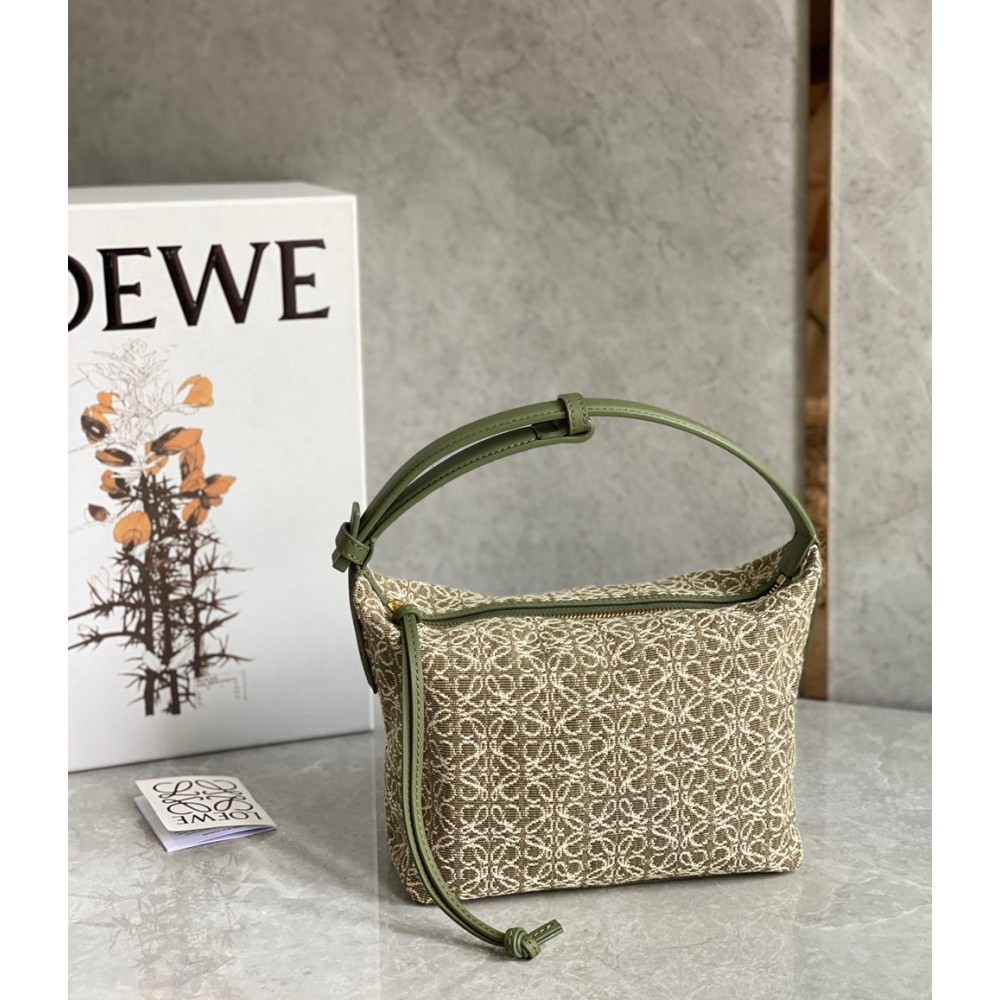 Loewe Cubi Small Bag In Green Anagram Jacquard