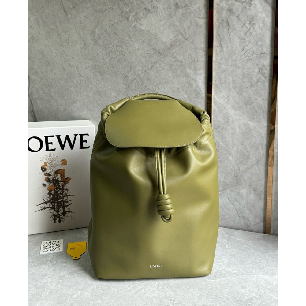 Loewe Flamenco Backpack in Olive Supple Calfskin