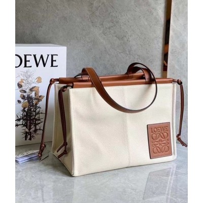 Loewe Medium Cushion Tote In Canvas and Calfskin