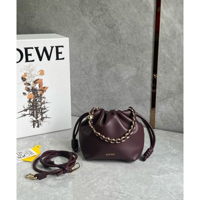 Loewe Mini Flamenco Purse Bag in Burgundy Nappa Lambskin