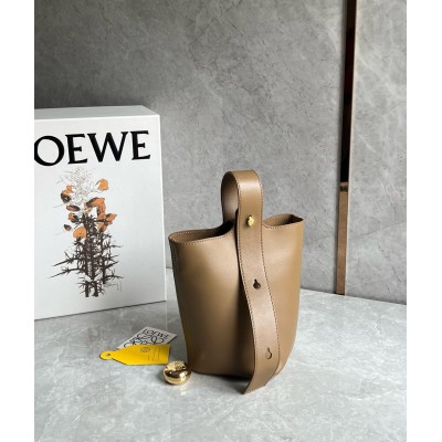 Loewe Mini Pebble Bucket Bag in Oak Calfskin