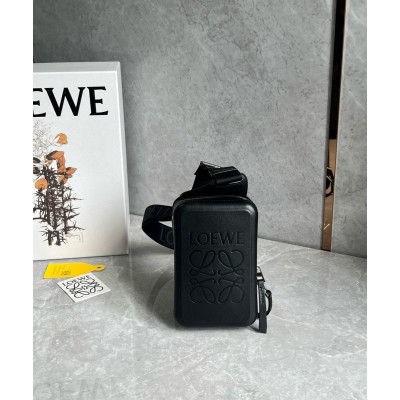 Loewe Molded Sling Bag in Black Calfskin