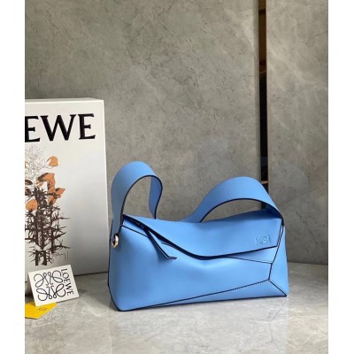 Loewe Puzzle Hobo Bag In Blue Nappa Calfskin