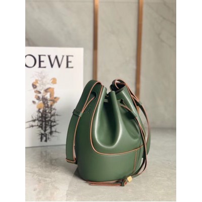 Loewe Small Balloon Bucket Bag In Khaki Calfskin