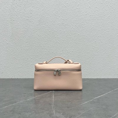 Loro Piana Extra Pocket Pouch L19 in Pink Grained Leather TDBS28055