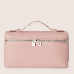 Loro Piana Extra Pocket Pouch L19 in Pink Grained Leather TDBS28055