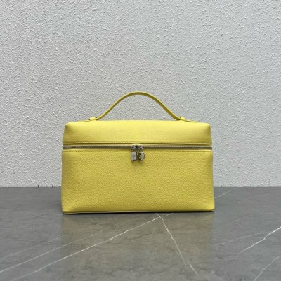 Loro Piana Extra Pocket Pouch L27 in Yellow Grained Leather TDBS28066