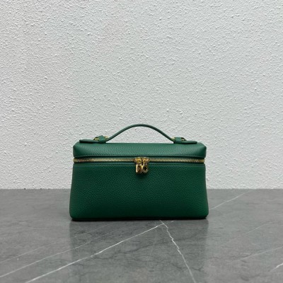 Loro Piana Extra Pocket Pouch L27 in Green Grained Leather