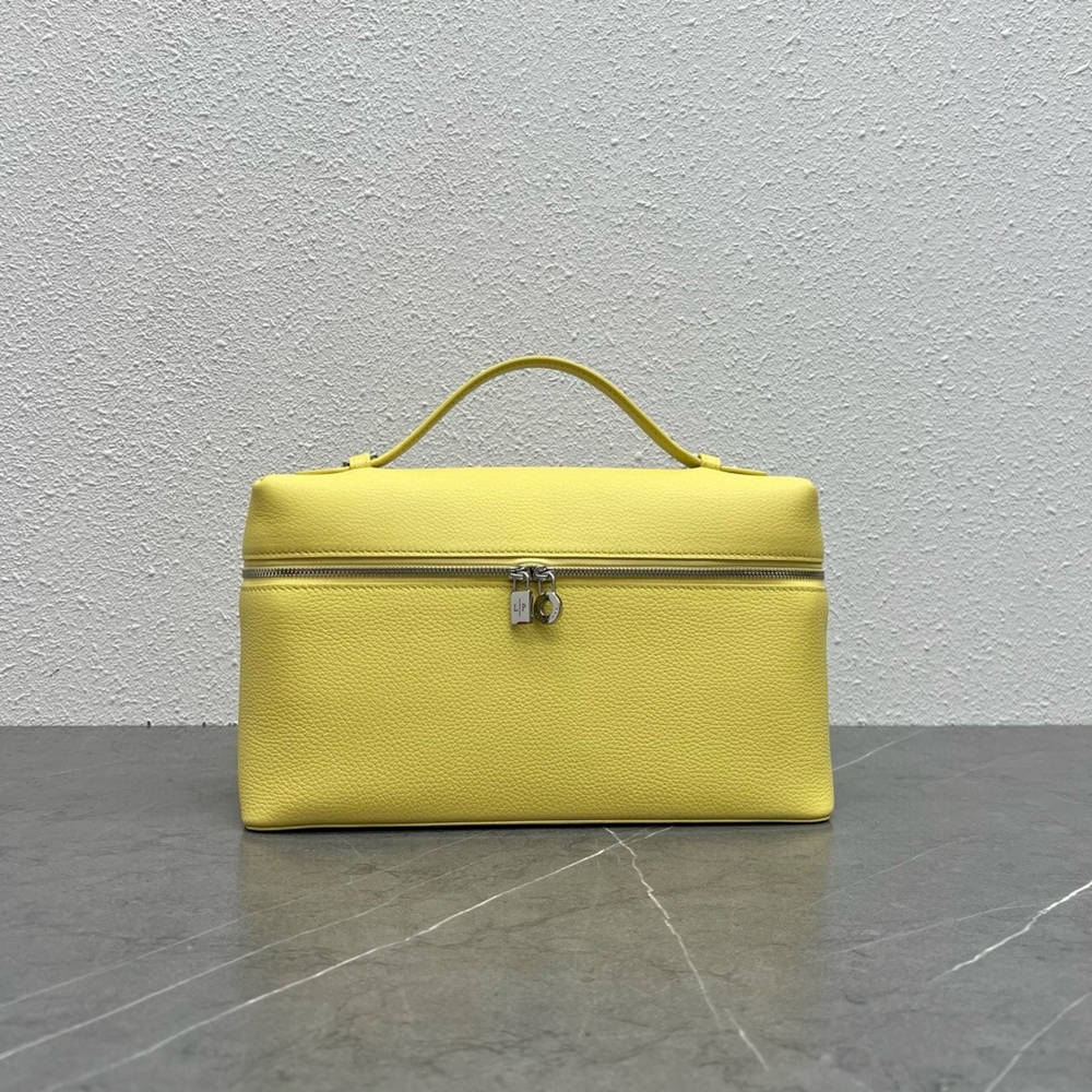 Loro Piana Extra Pocket Pouch L27 in Yellow Grained Leather