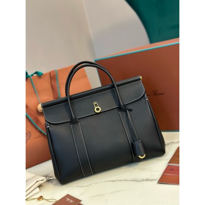 Loro Piana Loom L32 Bag in Black Smooth Calfskin