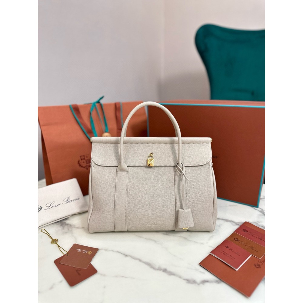 Loro Piana Loom L32 Bag in Light Travertine Grained Leather