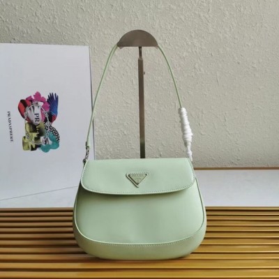 Prada Aqua Brushed Leather Cleo Shoulder Bag with Flap TDBS28128