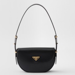 Prada Arque Shoulder Bag with Flap in Black Leather TDBS28073