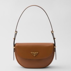 Prada Arque Shoulder Bag with Flap in Brown Leather TDBS28074