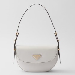 Prada Arque Shoulder Bag with Flap in White Leather TDBS28075