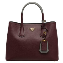 Prada Bicolor Double Medium Garnet Saffiano Bag TDBS28289