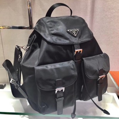 Prada Black Nylon Backpack With Clutch TDBS28078