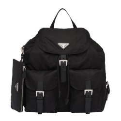 Prada Black Nylon Backpack With Clutch TDBS28078