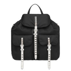 Prada Black Nylon Backpack With White Metal Studs TDBS28080