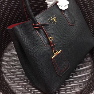 Prada Black Saffiano Double Medium Bag TDBS28293