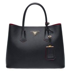 Prada Black Saffiano Double Medium Bag TDBS28293