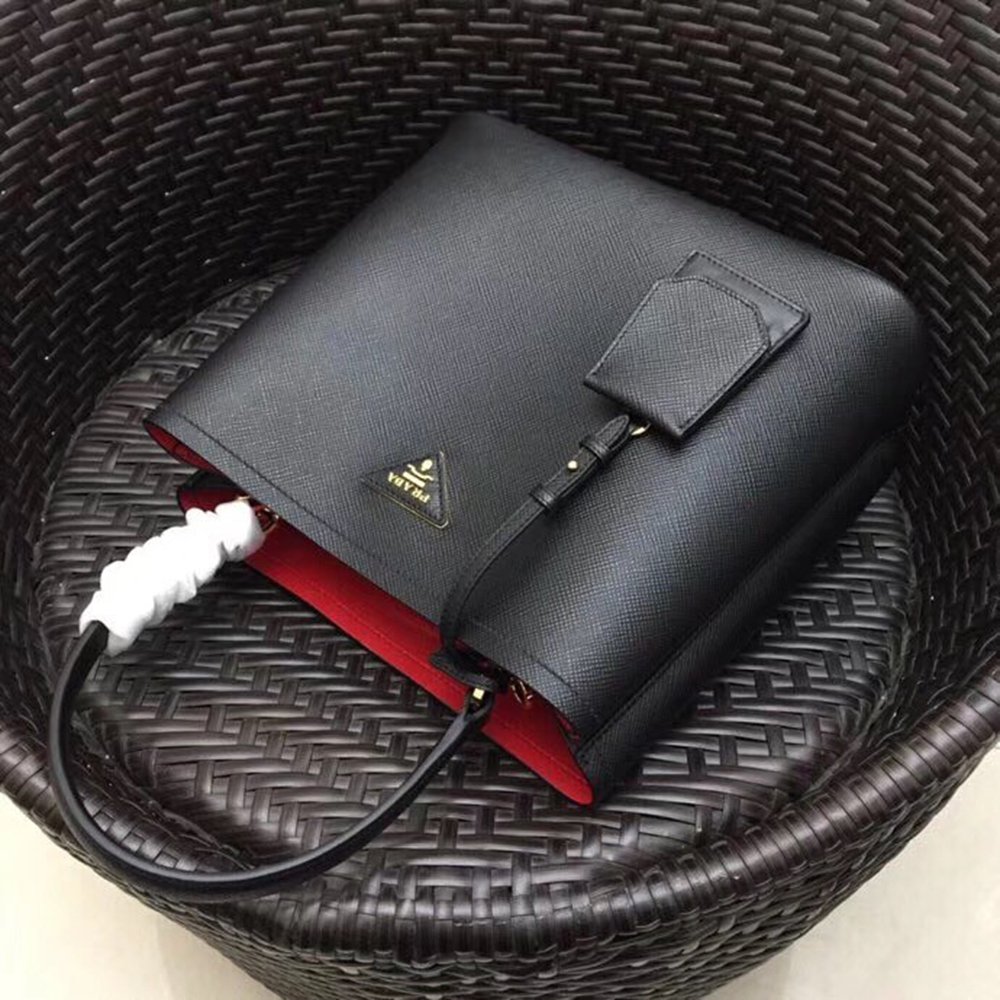 Prada Black Saffiano Leather Double Bag TDBS28295