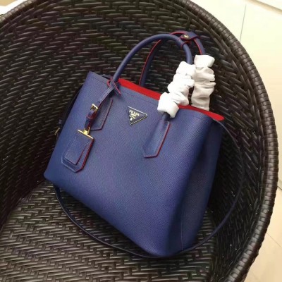 Prada Blue Saffiano Double Medium Bag TDBS28297