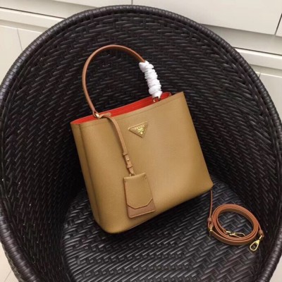 Prada Brown Saffiano Leather Double Bag TDBS28299