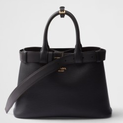 Prada Buckle Medium Bag with Belt in Black Leather TDBS28087