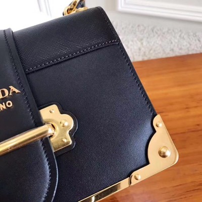 Prada Cahier Shoulder Bag In Black Leather TDBS28098