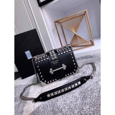 Prada Cahier Studded Leather Shoulder Bag TDBS28107