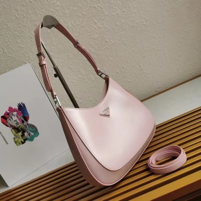 Prada Cleo Shoulder Large Bag In Pink Brushed Leather TDBS28117