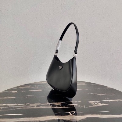 Prada Cleo Small Shoulder Bag In Black Brushed Leather TDBS28123