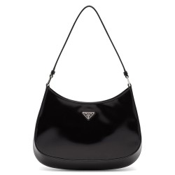 Prada Cleo Small Shoulder Bag In Black Brushed Leather TDBS28123