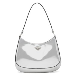 Prada Cleo Small Shoulder Bag In Silver Brushed Leather TDBS28124