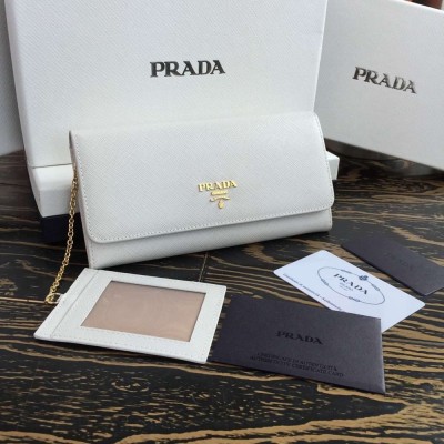 Prada Continental Wallet In White Saffiano Leather TDBS28480